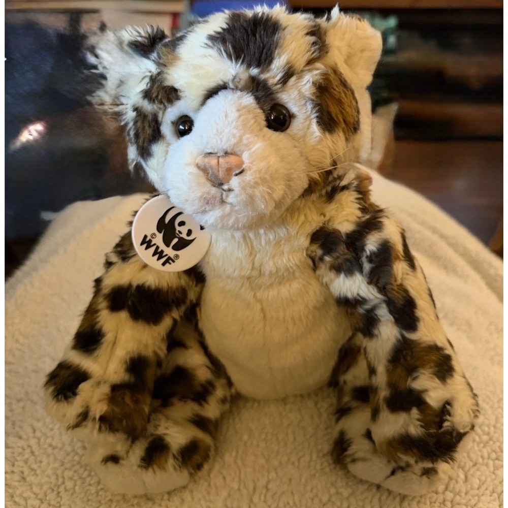 Build-A-Bear WWF Snow Leopard Plush 16in Cream Brown Spotted 2006 Rare Vintage